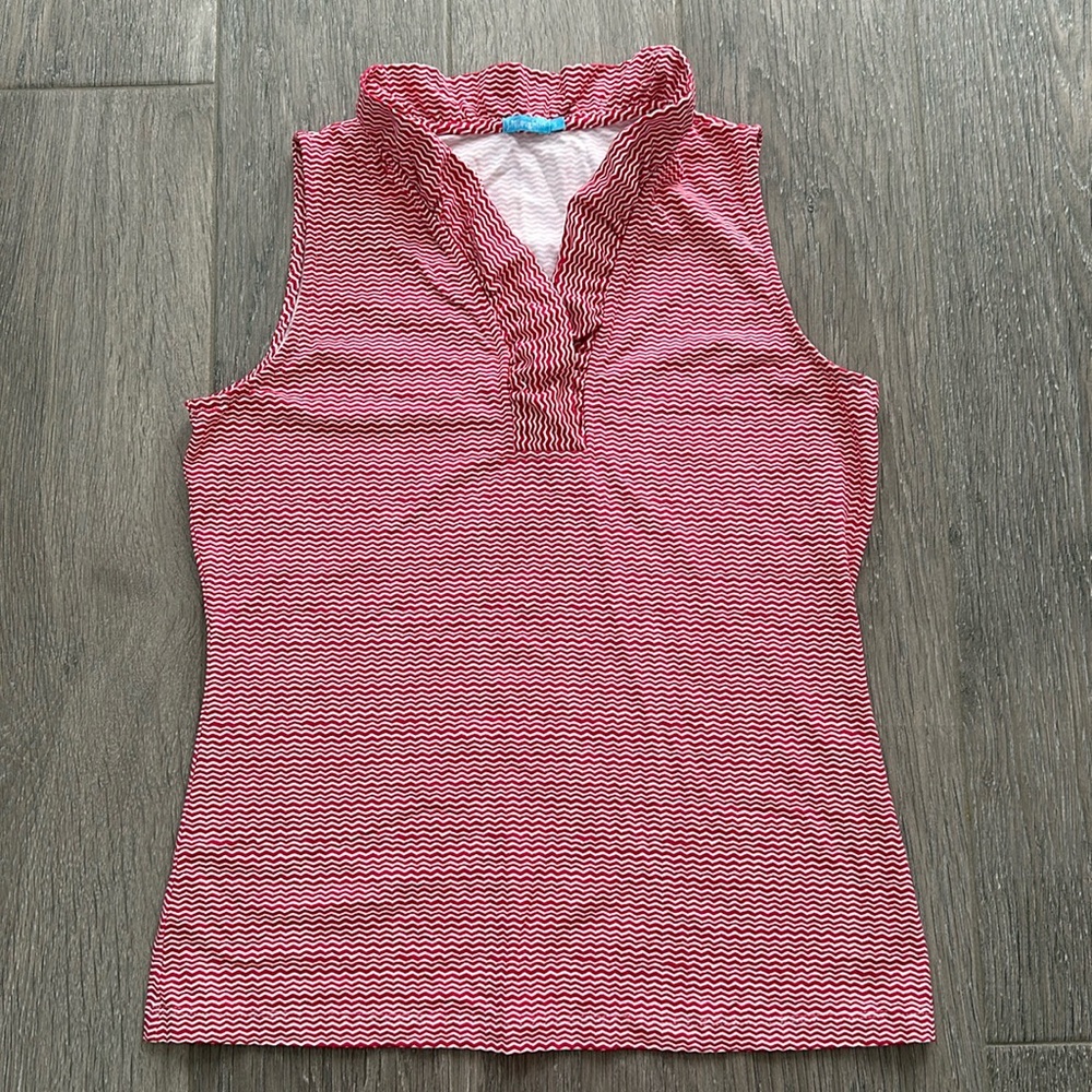 J. McLaughlin red & white sleeveless Durham top